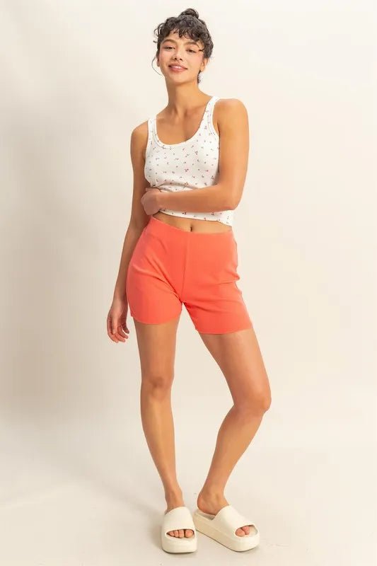 HYFVE High Waist Ribbed Fitted Biker Shorts for Women - Love Salve